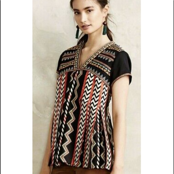 Anthropologie Multi Pattern Swing Top - Picture 5 of 6